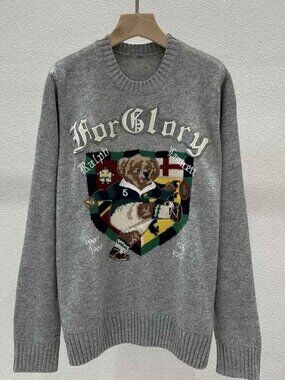 Polo Ralph Lauren Vintage Style Polo Bear Rugby Graphic Grey Pullover